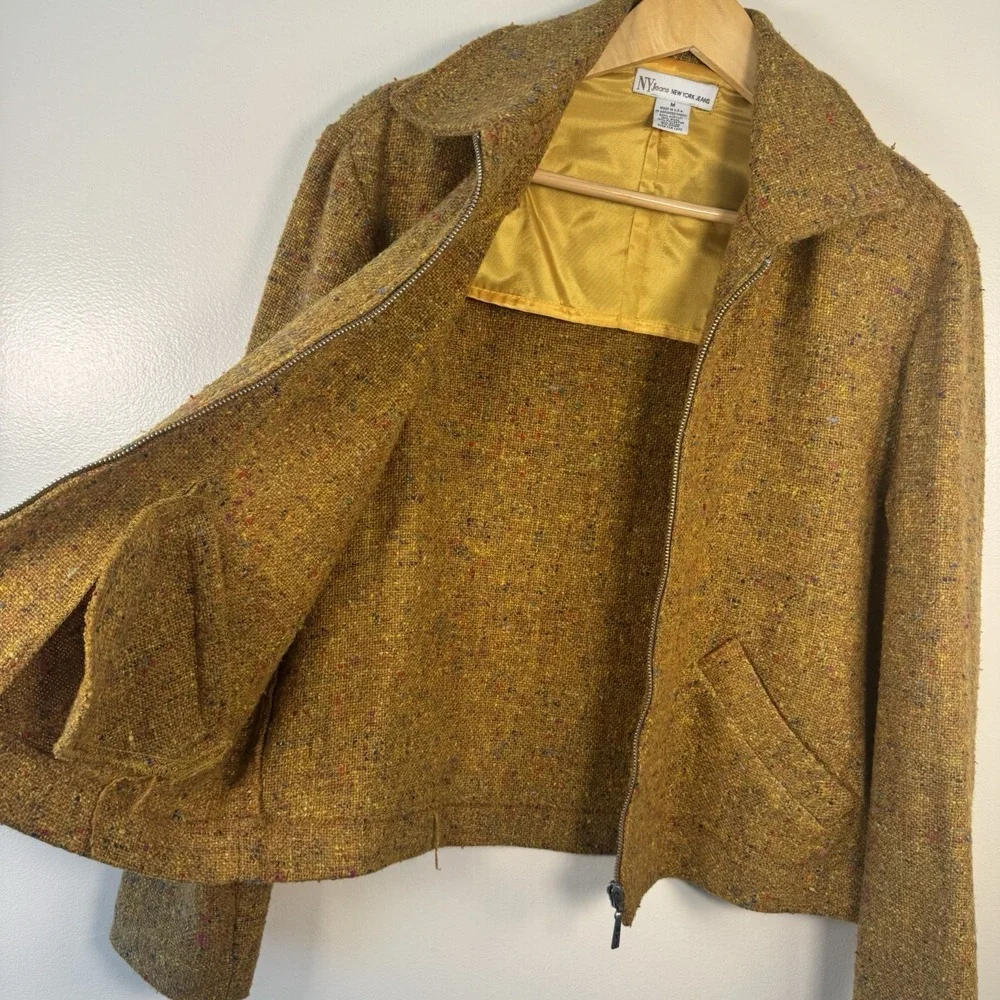 Vintage NY Jeans Tweed Blazer Jacket Women's Sz M (fits M‎ To L) Zip Up
